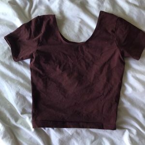 American Apparel Basic Burgundy Maroon Crop Top